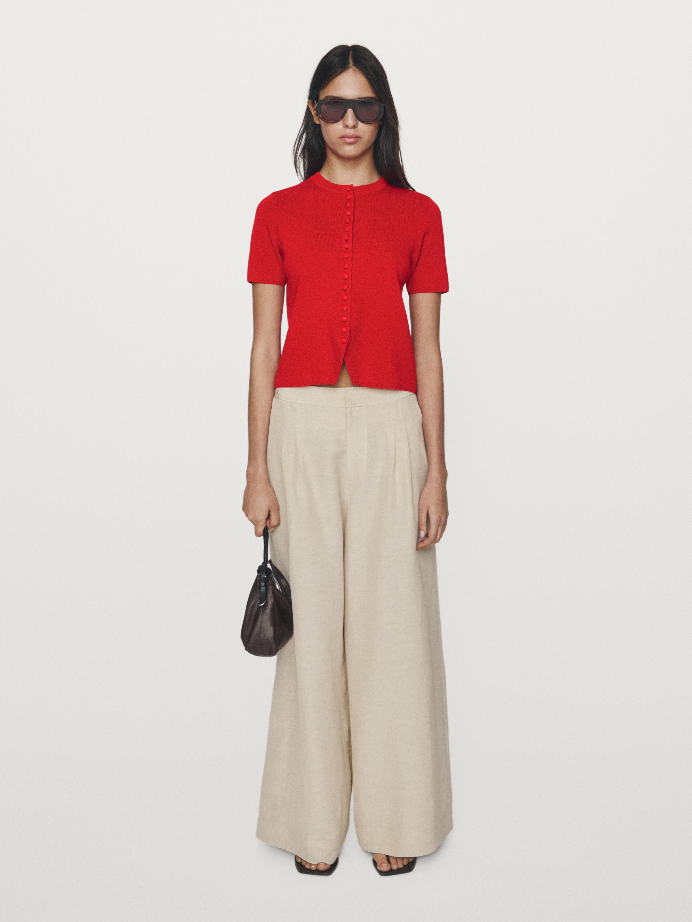 Cardigan à manches courtes et boutons fantaisie